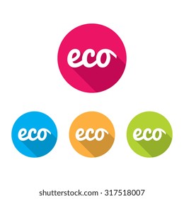 Modern Eco Icons With Long Shadow