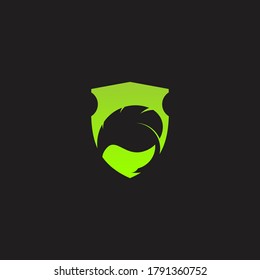 Modern eco logo. Shield with leaf stock illustration