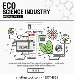 Modern eco science industry. Thin icons set bio technology. Natural organic factory set collection with global industry elements. Premium quality outline symbol. Stroke pictogram concept for design.