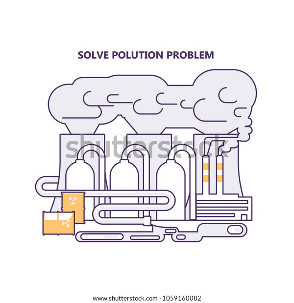 Modern eco\
technologies in the city. Solve polution problem. Icons in flat\
design. Vector illustration eps\
10