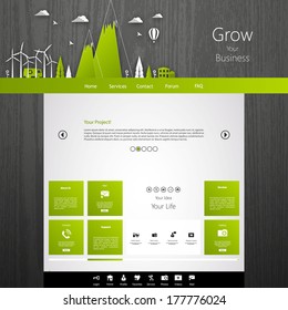 Modern Eco website template with flat eco land illustration 