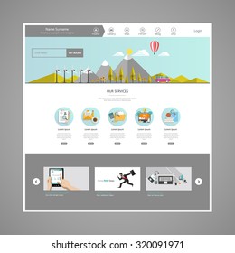 Modern Eco website template with flat eco landscape illustration 