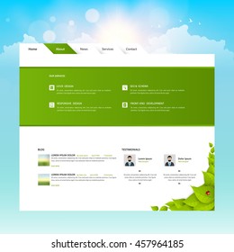 Modern Eco Website Template. Vector Eps10, Modern Web Design with flat UI elements. Ideal for Business layout.
