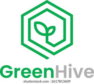 Modern Eco-Friendly Hexagonal Design with Leaf Symbol for Sustainable and Organic Branding