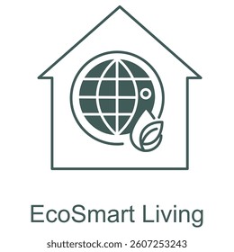 A modern, eco-friendly home concept integrating smart location intelligence and water security solutions. This symbol represents sustainable living, efficient resource management.