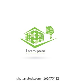 Modern ecological house symbol - vector illustration