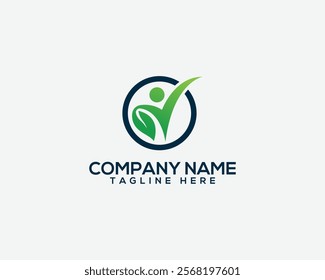 Modern Eco-Logo for Organic Companies. People with Leaf Eco Friendly Vector Logo Design Concept. 