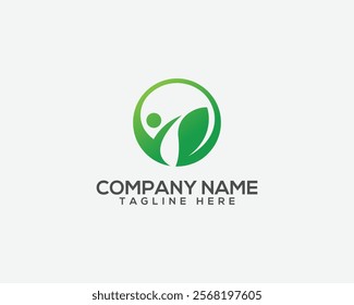 Modern Eco-Logo for Organic Companies. People with Leaf Eco Friendly Vector Logo Design Concept. 