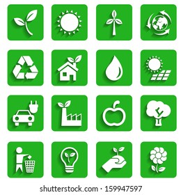 Modern Ecology Icons with Shadow