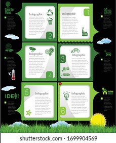 Modern ecology infographics green template vector