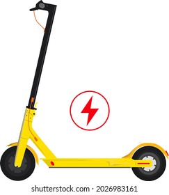 Modern ecology vehicle. Yellow scooter on battery. vector illustration