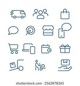 Modern E-Commerce Line Icon Set