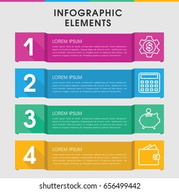 Modern economy infographic template. infographic design with economy icons includes calculator, piggy bank. can be used for presentation, diagram, annual report, web design.