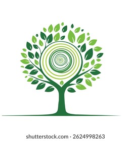 Modern Eco-Style Tree with Stylized Trunk Vector