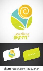 Modern eco-sun and leaves icon such logo and business cards, ESP10 vector.