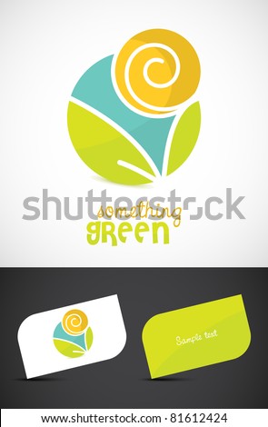 Modern eco-sun and leaves icon such logo and business cards, ESP10 vector.