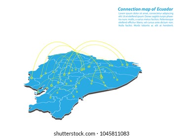 Modern of ecuador Map connections network design, Best Internet Concept of ecuador map business from concepts series, map point and line composition. Infographic map. Vector Illustration.