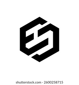 Modern ED Letter Logo Negative Space Hexagon Monogram Design