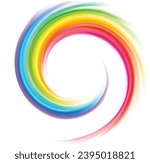 Modern eddy festival happy surfac vivid multi color range glossy curly dizzy shape border center spray ripple ring. Closeup view text space light glow white wash whirlwind symbol sign icon logo design