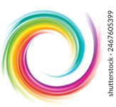 Modern eddy festival happy surfac vivid multi color range glossy curly dizzy shape border center spray ripple ring. Closeup view text space light glow white wash whirlwind symbol sign icon logo design