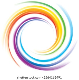 Modern eddy festival happy surfac vivid multi color range glossy curly dizzy shape border center spray ripple ring. Closeup view text space light glow white wash whirlwind symbol sign icon logo design