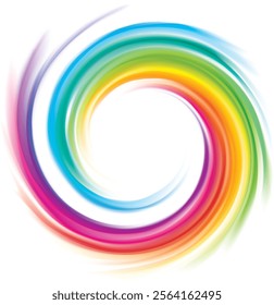 Modern eddy festival happy surfac vivid multi color range glossy curly dizzy shape border center spray ripple ring. Closeup view text space light glow white wash whirlwind symbol sign icon logo design