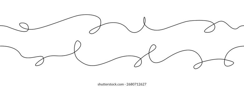 Una ilustración abstracta editable moderna con dos líneas onduladas dispuestas en paralelo, con elegantes bucles que fluyen y movimiento ondulatorio.