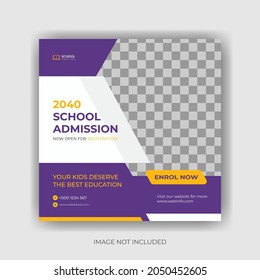 modern and editable admission school and back to school social media post template.