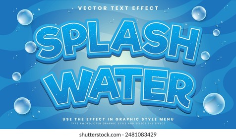Modern editable Blue Splash Water text effect Template with blue water theme