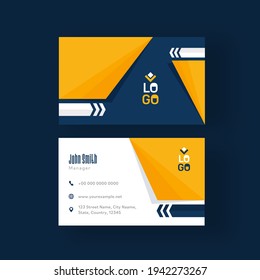 Modern Editable Business Or Visiting Card In Front And Back Side.