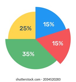 A modern editable flat icon of percentage pie chart