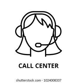 Modern editable line vector illustration, call center icon, for graphic and web design
