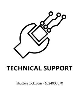 Modern editable line vector illustration, technical support icon, for graphic and web design
