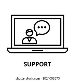 Modern editable line vector illustration, support icon, for graphic and web design