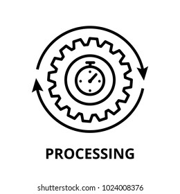 Modern editable line vector illustration, processing icon, for graphic and web design