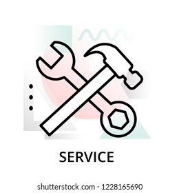 Modern editable line vector illustration, service icon on abstract background