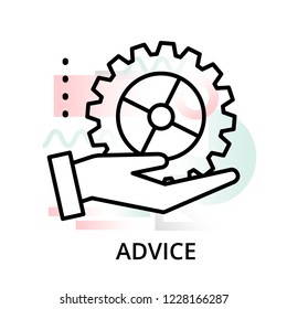 Modern editable line vector illustration, advice icon on abstract background, for graphic and web design