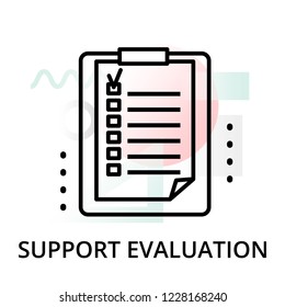 Modern editable line vector illustration, support evaluation icon on abstract background, for graphic, for graphic and web design