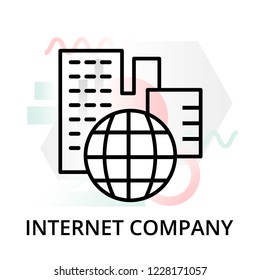 Modern editable line vector illustration, internet company icon on abstract background, for graphic, for graphic and web design