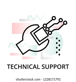 Modern editable line vector illustration, technical support icon on abstract background, for graphic, for graphic and web design