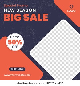 Modern editable post template for social media, fashion sale banner ads
