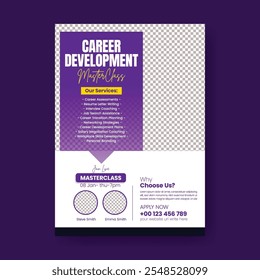 Moderno folleto de impresión editable o Plantilla de póster para Job Fair expo, Agencia de servicio de asesoramiento profesional, oportunidad de trabajo, póster de feria de empleo, vacante de empleo, folleto de desarrollo profesional, diseño de portada de folleto