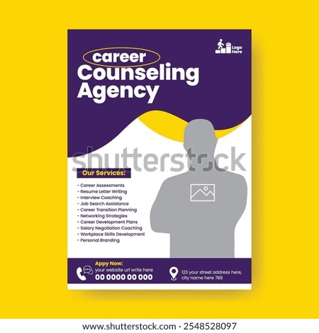 Modern editable print flyer or poster template for Job Fair expo, Career counseling service agency, job opportunity, job fair poster, job vacancy, career development  leaflet, brochure cover design