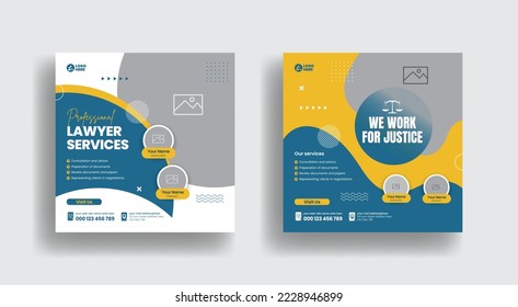 Modern editable social media post for law Firm service and law consultation web banner, square flyer or poster template design