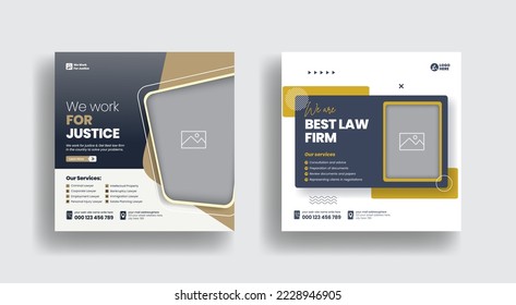 Publicación moderna editable en medios sociales para el servicio de abogados y consulta de leyes banner web, volante cuadrado o diseño de plantillas de afiches