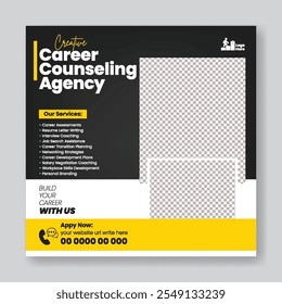 Modern editable social media posts banner template for Job Fair expo, Agência de serviços de aconselhamento de carreira, oportunidade de emprego, feira de emprego, vaga de emprego, agência de marketing de negócios corporativos banner anúncios design