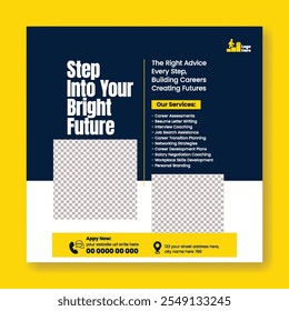 Modern editable social media posts banner template for Job Fair expo, Agência de serviços de aconselhamento de carreira, oportunidade de emprego, feira de emprego, vaga de emprego, agência de marketing de negócios corporativos banner anúncios design