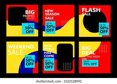 Modern editable square promotion banner for social media. Sale poster template for mobile app and web. 