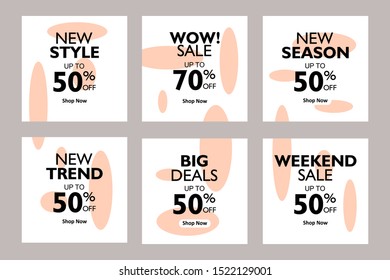 Modern editable square promotion banner for social media. Sale poster template for web and mobile app.