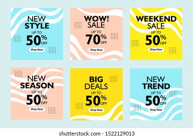 Modern editable square promotion banner for social media. Sale poster template for web and mobile app.